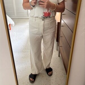 Anthropologies Maeve Cream Wide Leg Colette pant